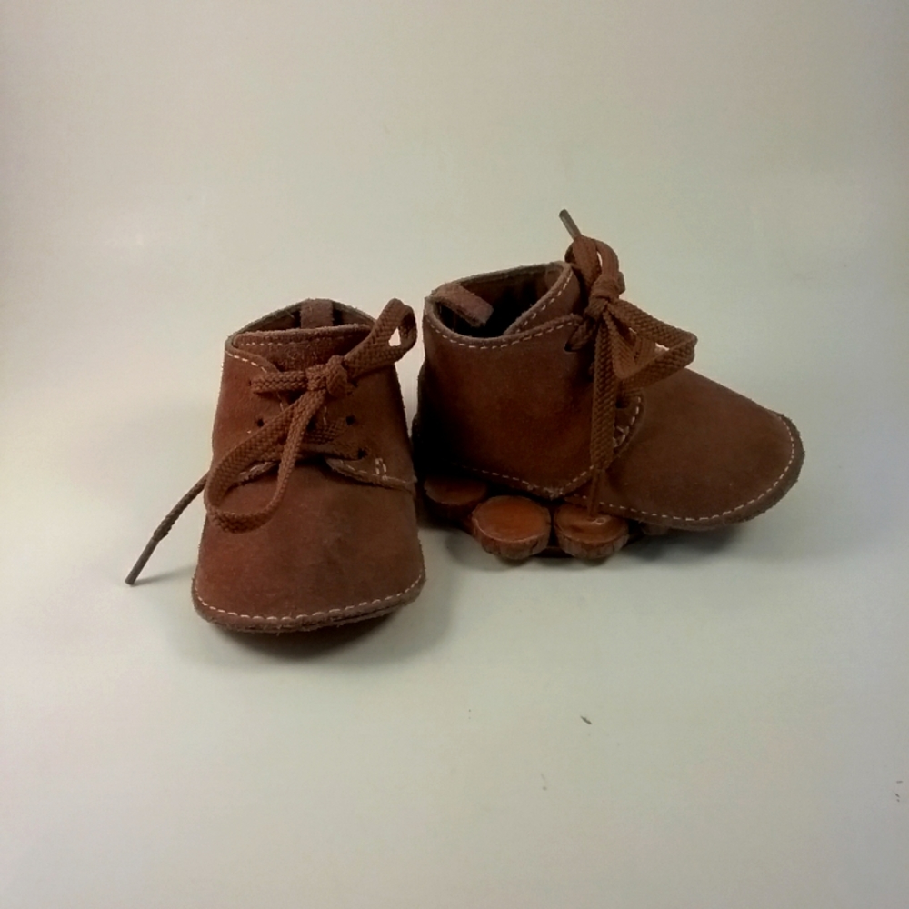 Brown Suede Leather Lace Bootie Toddler Moccasins